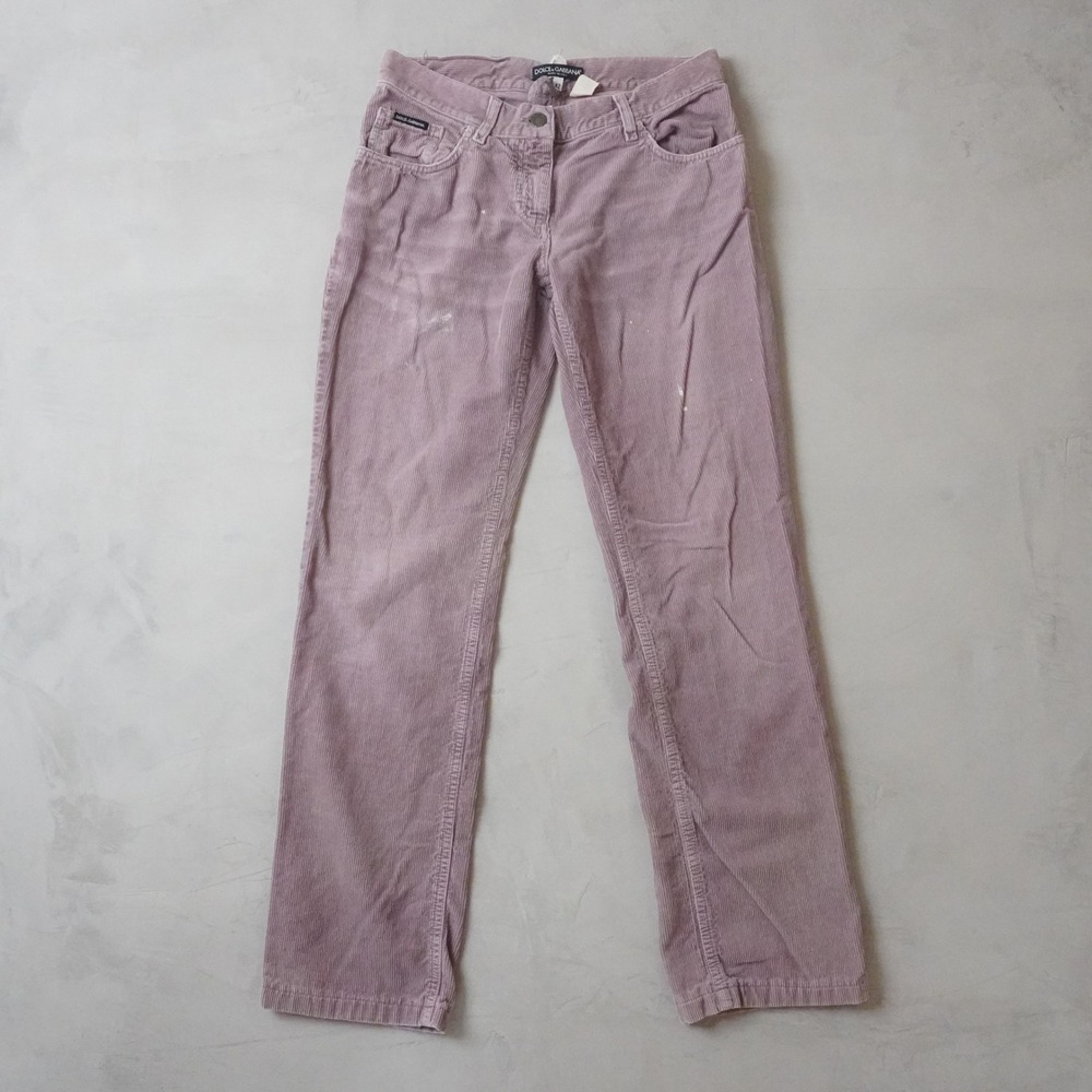 Dolce & Gabbana Vintage Corduroy Pants Mauve Straight Leg Italy Size 42